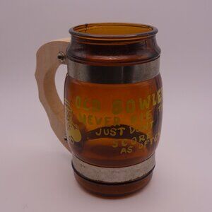 OLD BOWLERS NEVER DIE THEY JUST DONT SCORE AS OFTEN Amber Glass with Wood Handle